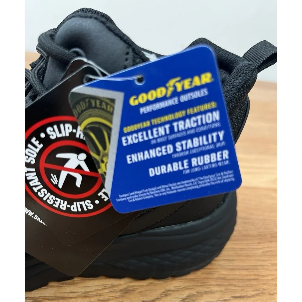 Skechers Work Boots Street Treader Scorron Men's 10.5 Black, Goodyear Soles NEW